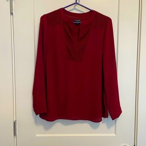 Talbots petite burgundy peasant 3/4 length sleeve flowy blouse